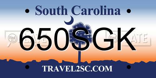 650SGK South Carolina License Plate