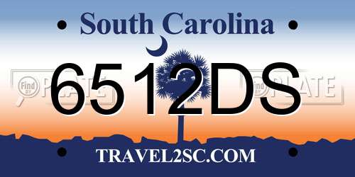6512DS South Carolina License Plate