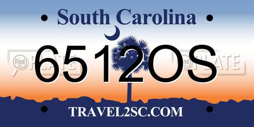 6512OS South Carolina License Plate