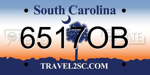 6517OB South Carolina License Plate