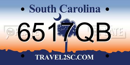6517QB South Carolina License Plate