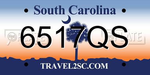 6517QS South Carolina License Plate