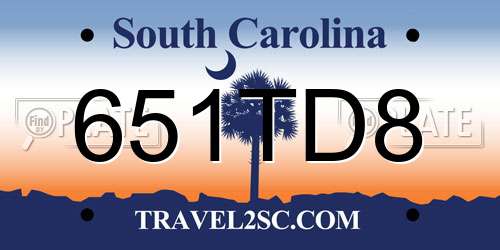 651TD8 South Carolina License Plate