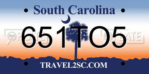 651TO5 South Carolina License Plate
