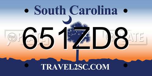 651ZD8 South Carolina License Plate