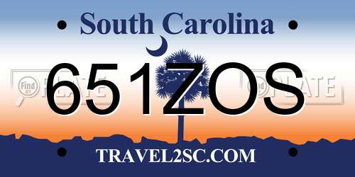 651ZOS South Carolina License Plate