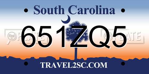 651ZQ5 South Carolina License Plate