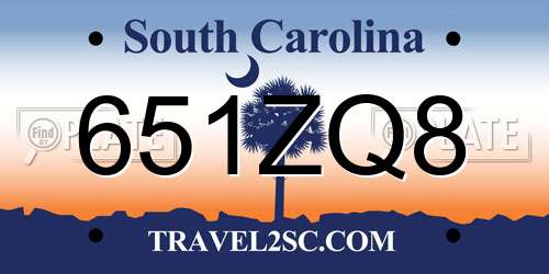 651ZQ8 South Carolina License Plate