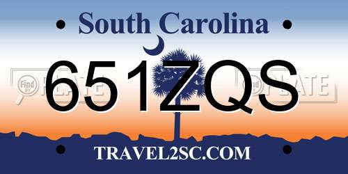 651ZQS South Carolina License Plate