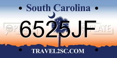 6525JF South Carolina License Plate