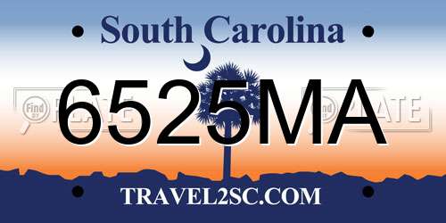 6525MA South Carolina License Plate