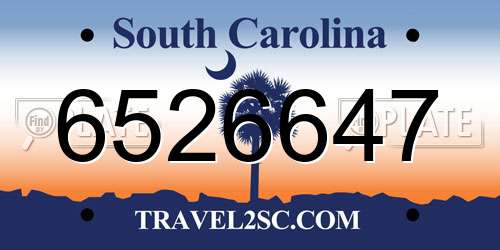 6526647 South Carolina License Plate