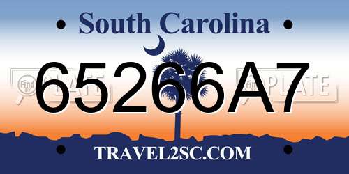 65266A7 South Carolina License Plate