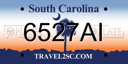 6527AI South Carolina License Plate