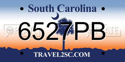 6527PB South Carolina License Plate