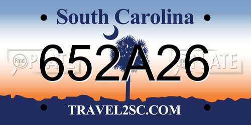 652A26 South Carolina License Plate