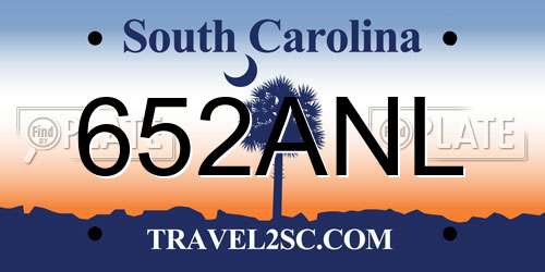 652ANL South Carolina License Plate