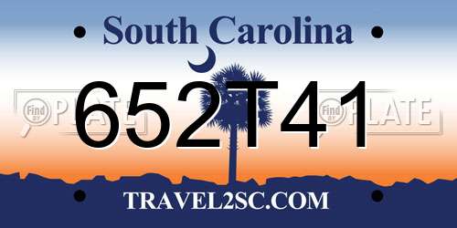 652T41 South Carolina License Plate