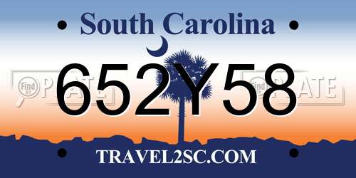 652Y58 South Carolina License Plate