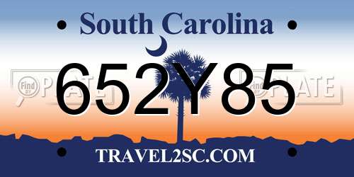 652Y85 South Carolina License Plate