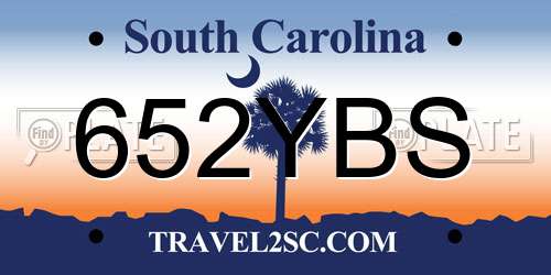 652YBS South Carolina License Plate