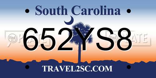 652YS8 South Carolina License Plate