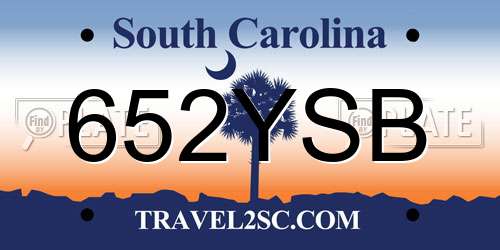652YSB South Carolina License Plate