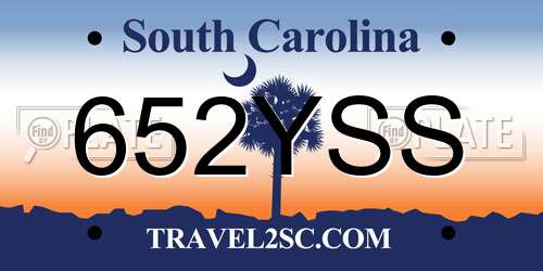 652YSS South Carolina License Plate