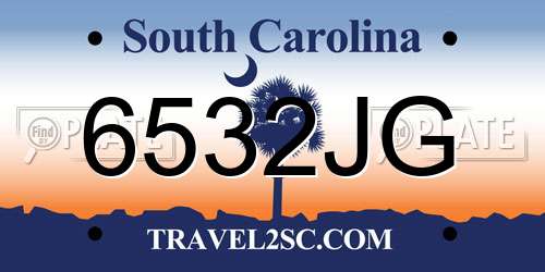 6532JG South Carolina License Plate
