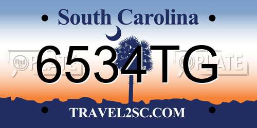 6534TG South Carolina License Plate