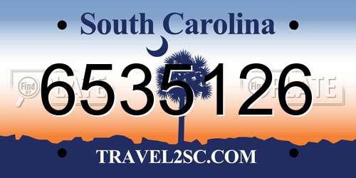 6535126 South Carolina License Plate