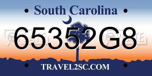 65352G8 South Carolina License Plate