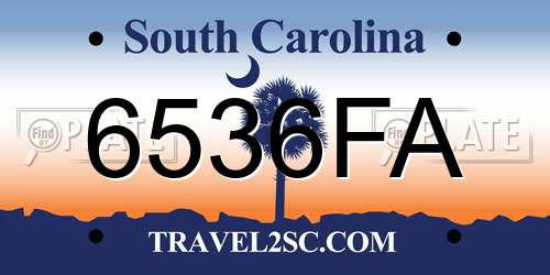 6536FA South Carolina License Plate