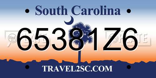 65381Z6 South Carolina License Plate