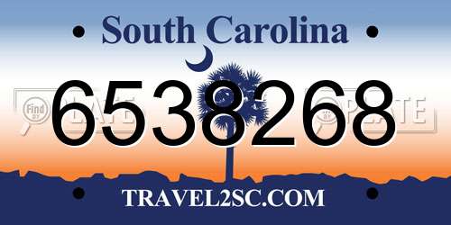 6538268 South Carolina License Plate