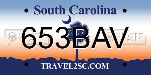 653BAV South Carolina License Plate