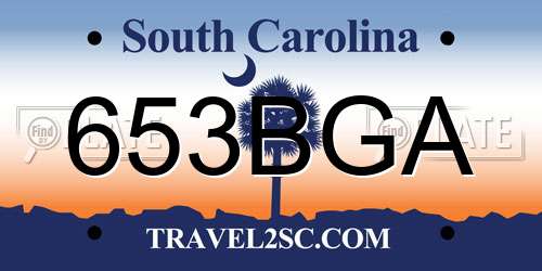 653BGA South Carolina License Plate