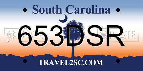 653DSR South Carolina License Plate