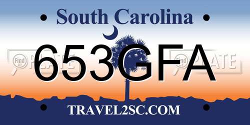 653GFA South Carolina License Plate