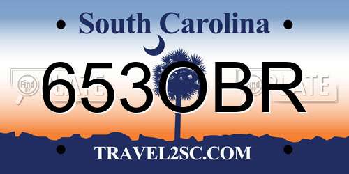 653OBR South Carolina License Plate