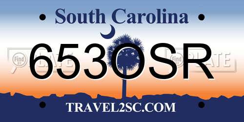 653OSR South Carolina License Plate