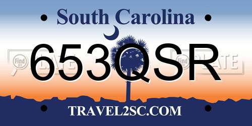 653QSR South Carolina License Plate