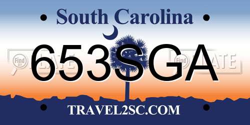 653SGA South Carolina License Plate