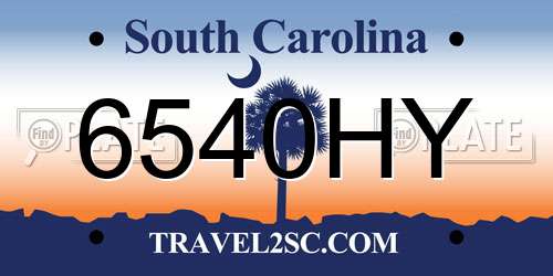 6540HY South Carolina License Plate