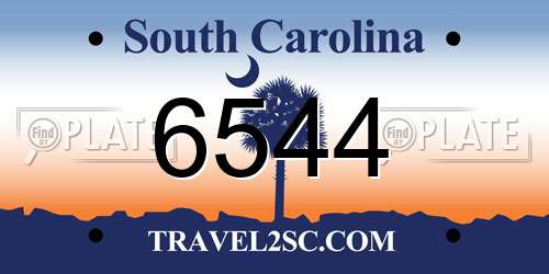 6544 South Carolina License Plate