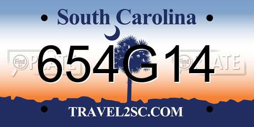 654G14 South Carolina License Plate