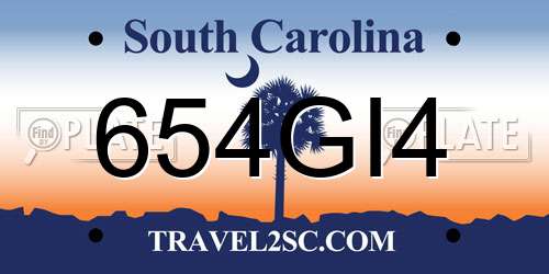 654GI4 South Carolina License Plate