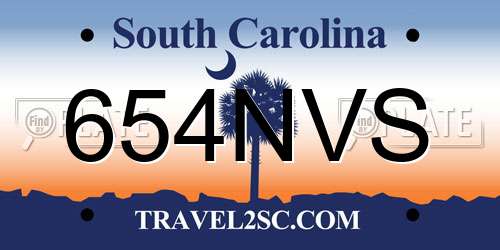 654NVS South Carolina License Plate