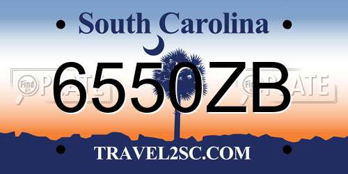 6550ZB South Carolina License Plate