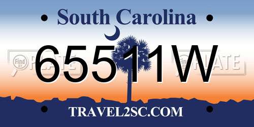 65511W South Carolina License Plate